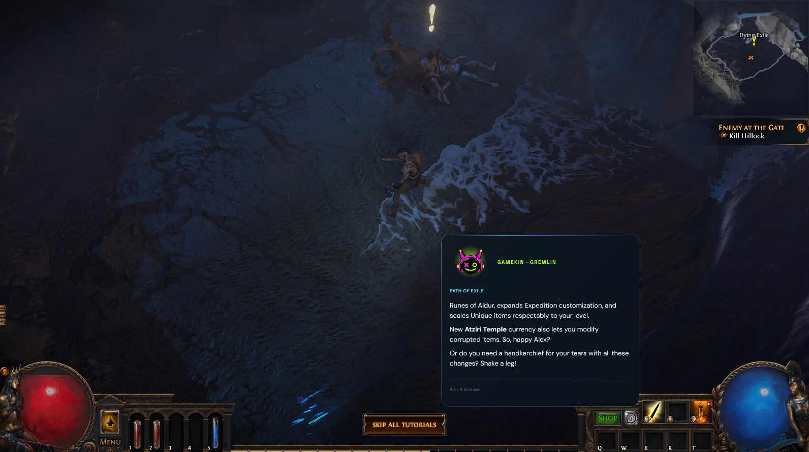 Gamekin answers in English about a new patch during a Path of Exile session